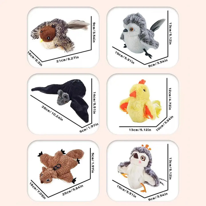 Interactive Flapping Bird Cat Toy with Chirping Sound Sparrow