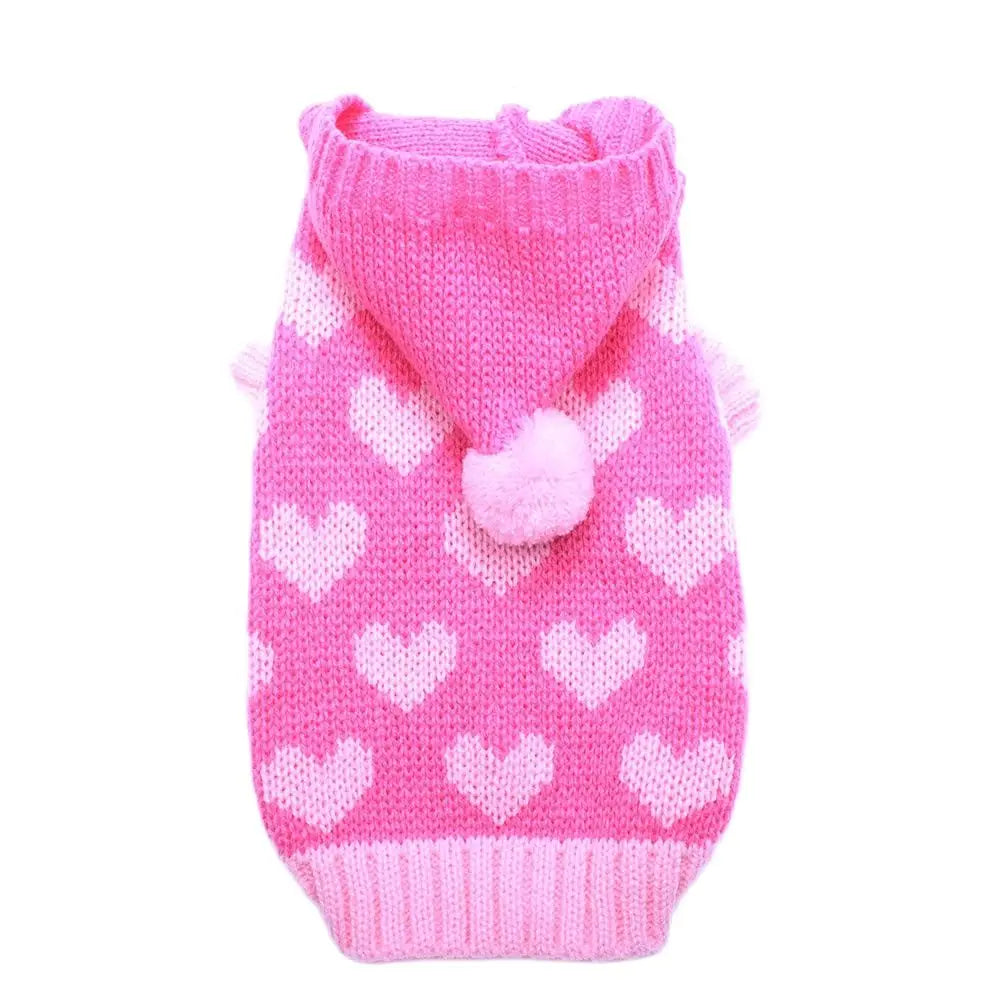 knitted Hoodie With Heart Pattern