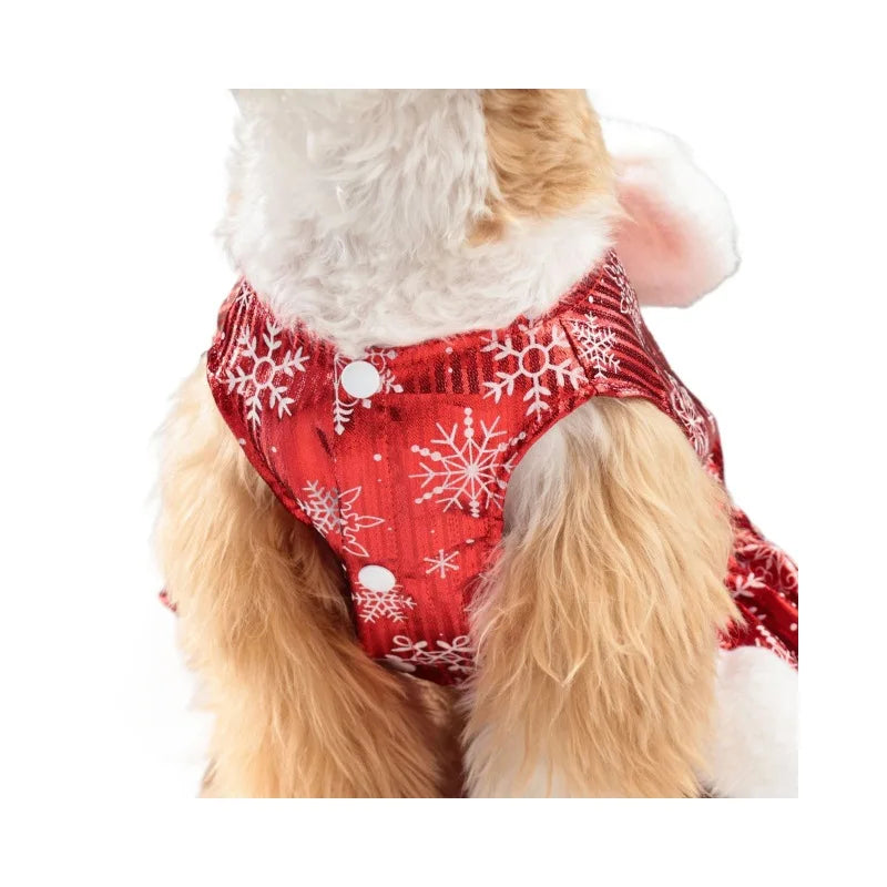 Christmas Pet Dress – Cute Snowflake Princess Dog & Cat Costume | Winter Sleeveless Bowknot Skirt for Puppies & Kittens