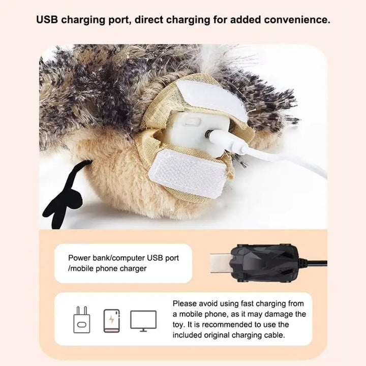 Interactive Flapping Bird Cat Toy with Chirping Sound Sparrow
