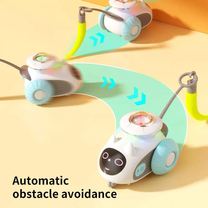 Smart Automatic Cat Toy Car with Feather Teaser