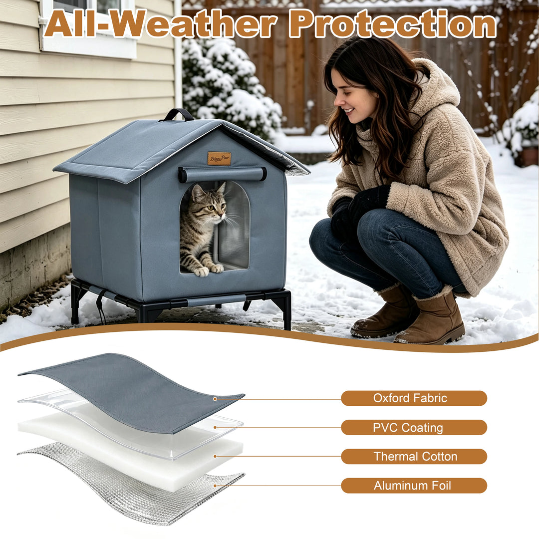 BingoPaw Insulated Outdoor Cat House Waterproof Shelter