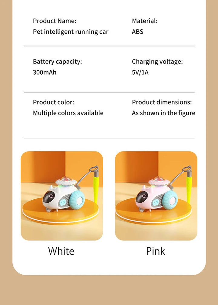 Smart Automatic Cat Toy Car with Feather Teaser