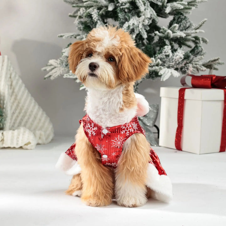 Christmas Pet Dress – Cute Snowflake Princess Dog & Cat Costume | Winter Sleeveless Bowknot Skirt for Puppies & Kittens