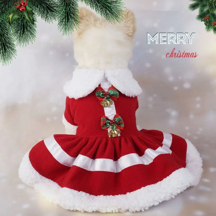 Cute Santa Claus Pet Dress – Soft Breathable Christmas Outfit for Dogs & Cats | Warm Winter Skirt for Puppies & Kittens