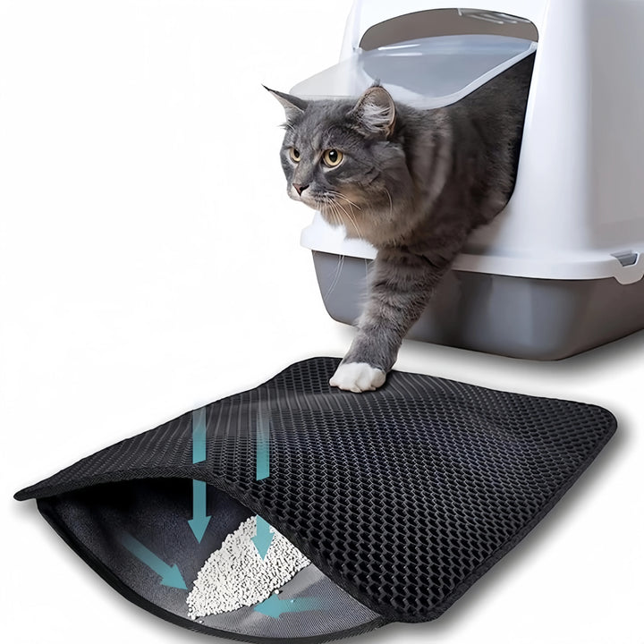 Large Waterproof Cat Litter Mat – Double Layer, Non-Slip, Washable Pad for Litter Boxes