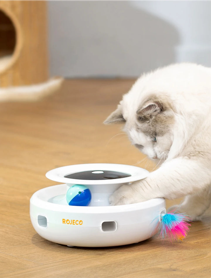 ROJECO 2-in-1 Interactive Cat Feather Ball Toy Set