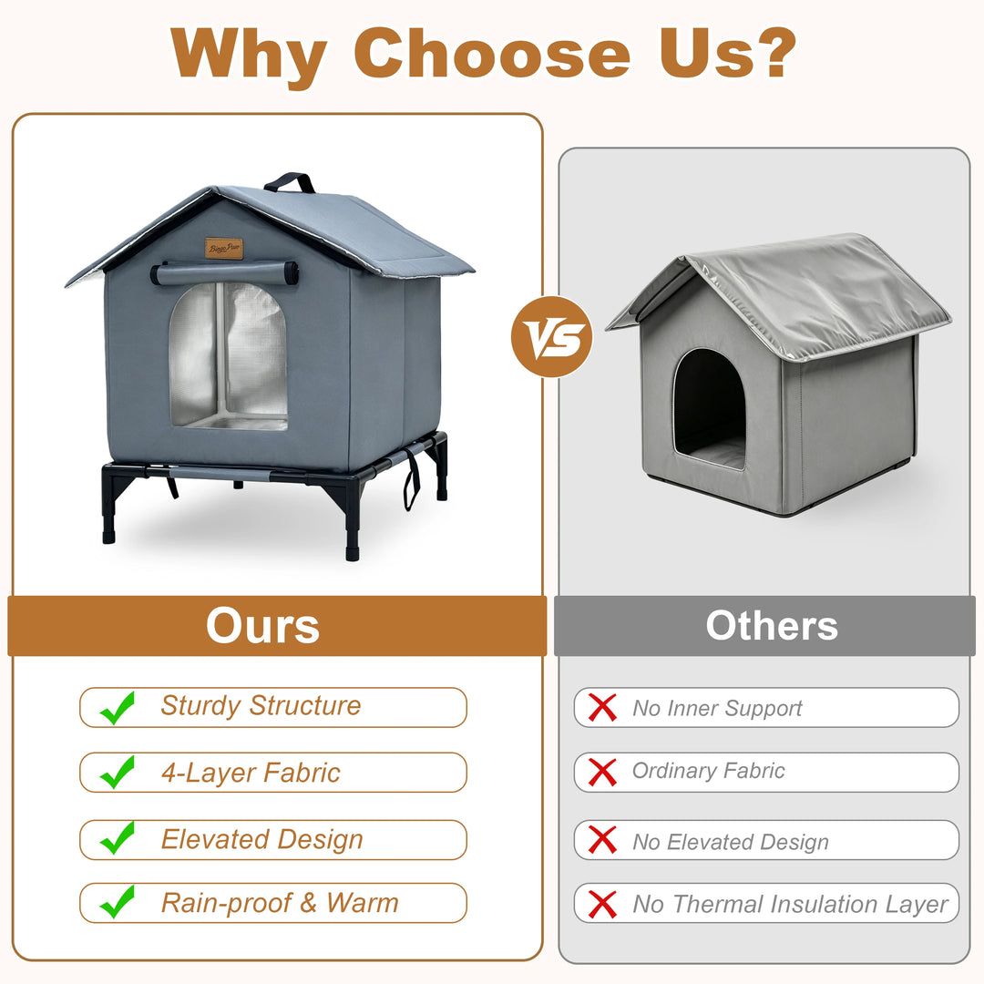 BingoPaw Insulated Outdoor Cat House Waterproof Shelter