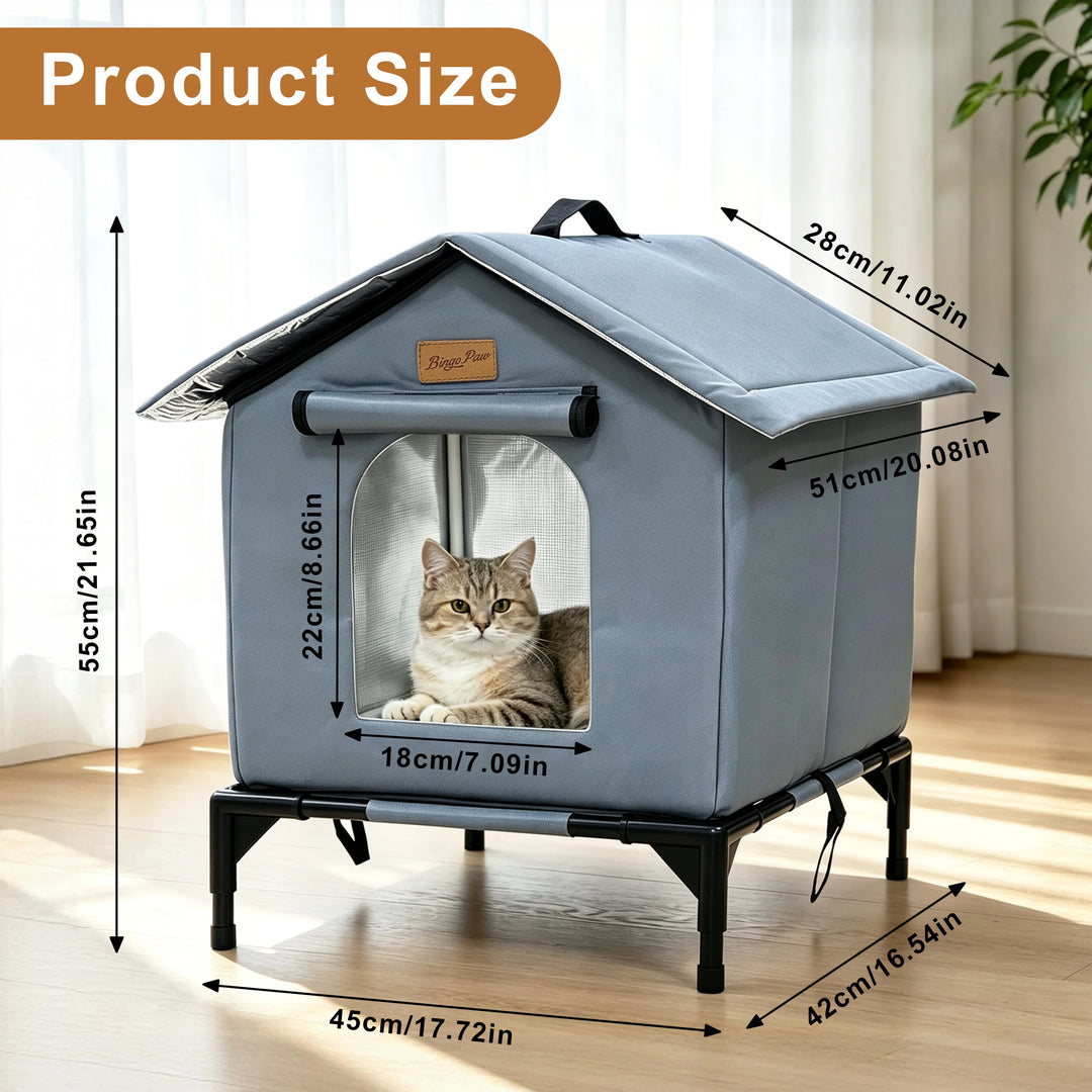 BingoPaw Insulated Outdoor Cat House Waterproof Shelter