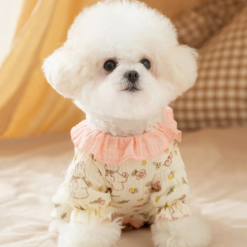 Animal Print Dog Pajamas – Warm Winter Clothes for Small Dogs, Bichon, Teddy & Four-Legged Pet Outfits