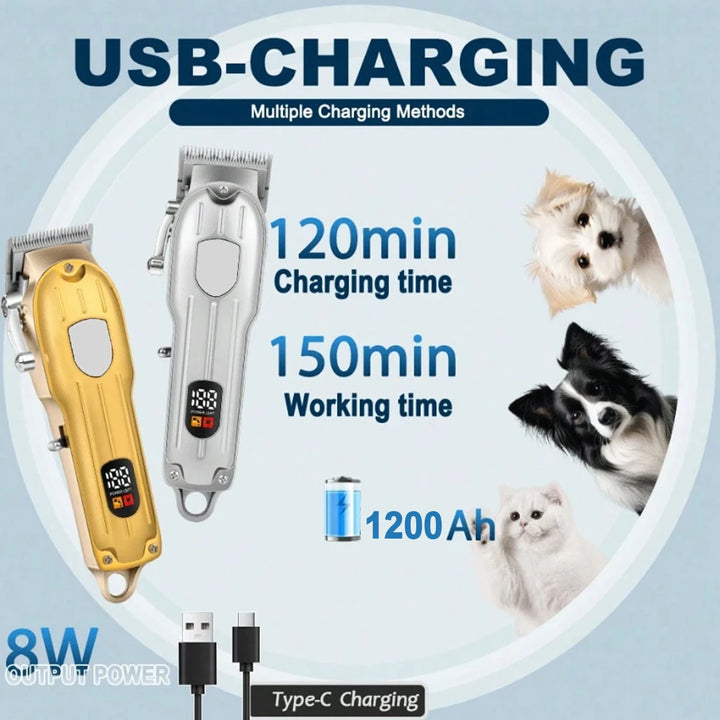 USB Rechargeable Pet Hair Clipper with LCD Display