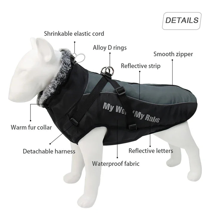 Waterproof - Winter Dog Coat With Harness