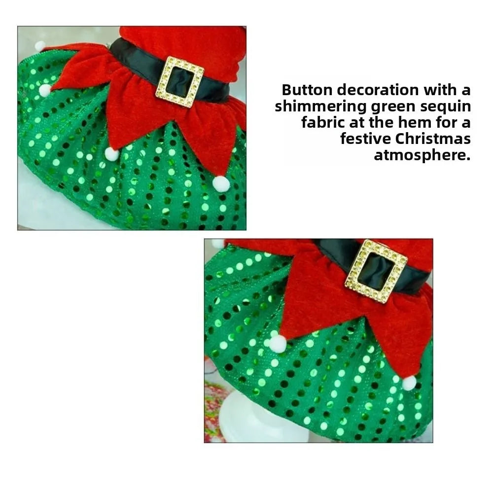 Cute Santa Claus Dog Skirt – Soft & Breathable Christmas Costume for Small Dogs | Warm Pet Winter Outfit