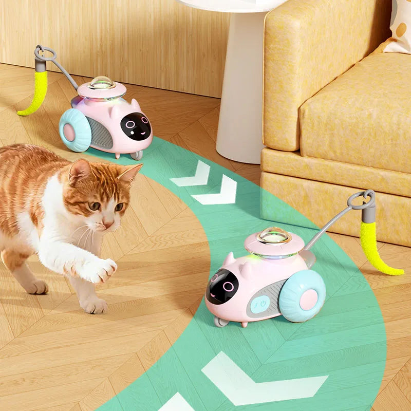 Smart Automatic Cat Toy Car with Feather Teaser