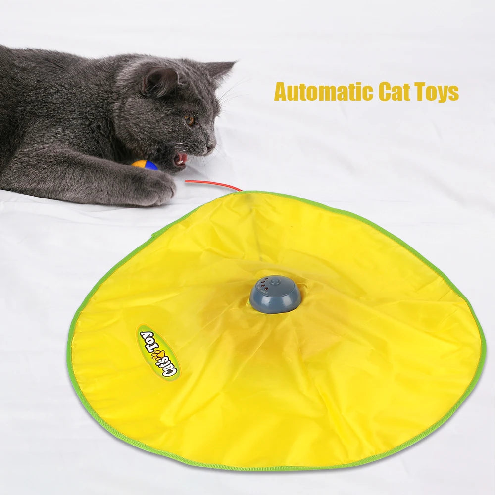 Automatic Cat Toy Plate with Moving Feather, 4 Speeds