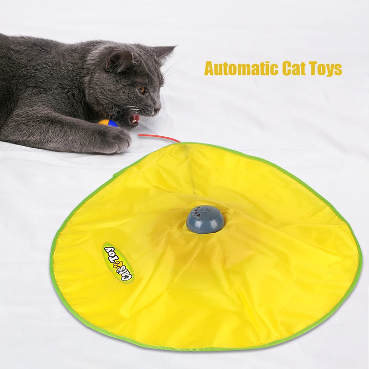 Automatic Cat Toy Plate with Moving Feather, 4 Speeds