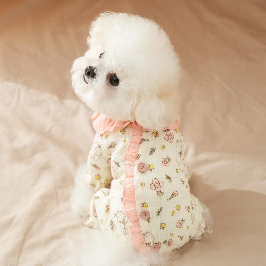 Animal Print Dog Pajamas – Warm Winter Clothes for Small Dogs, Bichon, Teddy & Four-Legged Pet Outfits