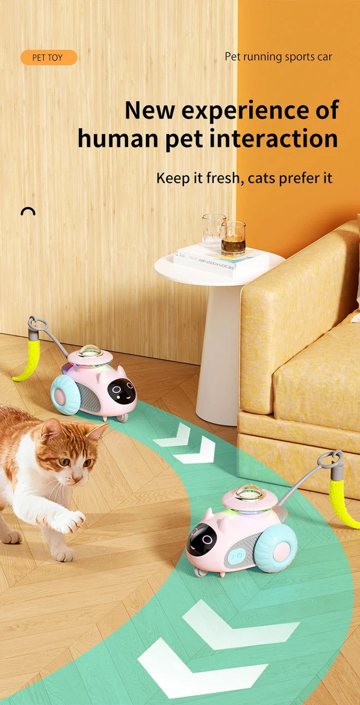 Smart Automatic Cat Toy Car with Feather Teaser