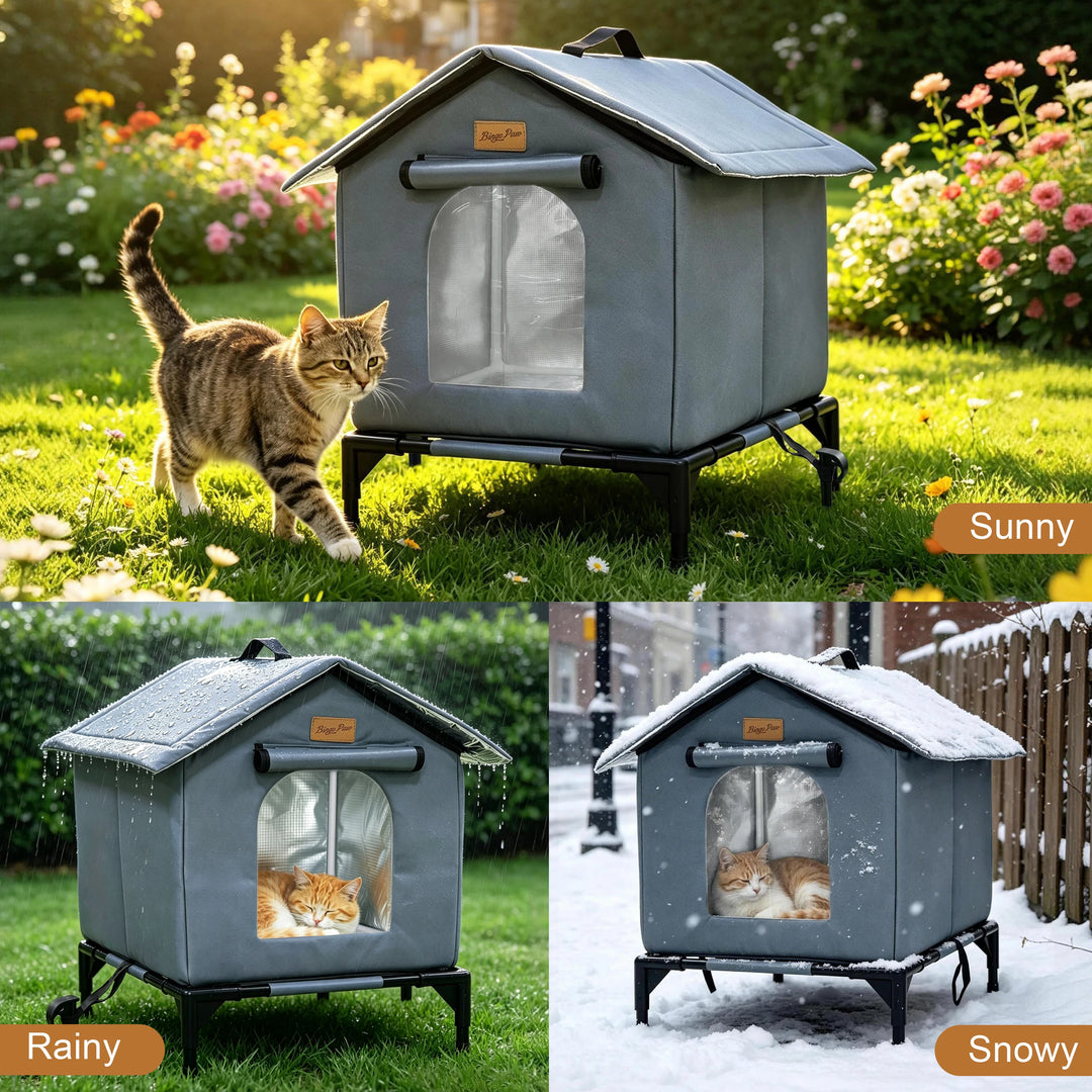 BingoPaw Insulated Outdoor Cat House Waterproof Shelter