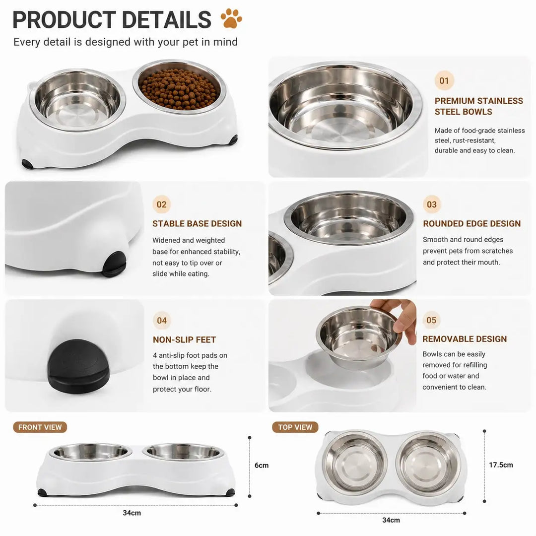 Gray Stainless Steel Dog and Cat Bowl for Travel