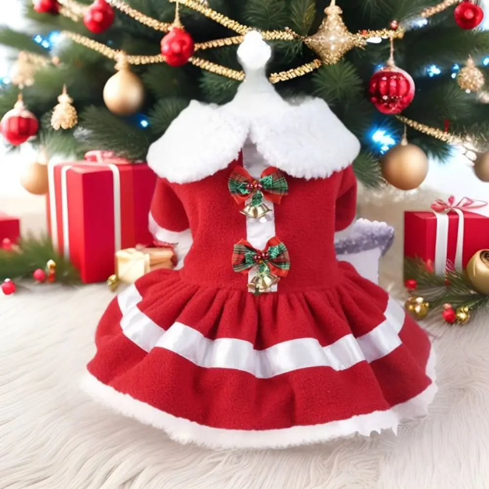 Cute Santa Claus Pet Dress – Soft Breathable Christmas Outfit for Dogs & Cats | Warm Winter Skirt for Puppies & Kittens