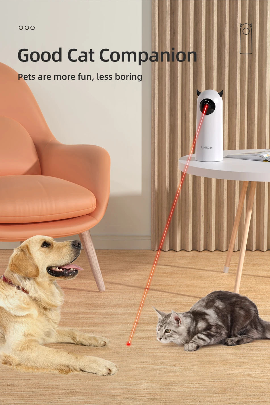 ROJECO Interactive Laser Cat Toy for Indoor Pet Play