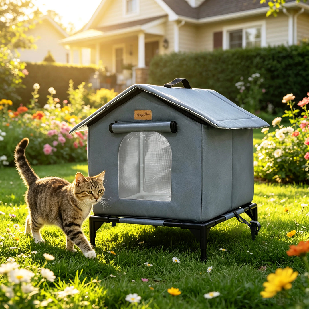 BingoPaw Insulated Outdoor Cat House Waterproof Shelter