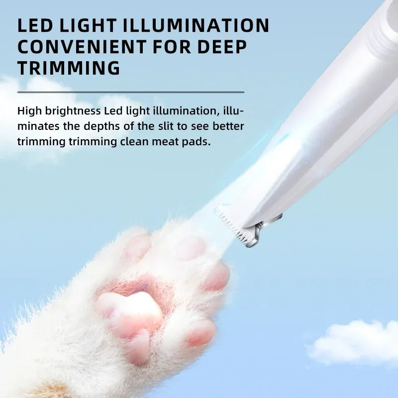 Rechargeable Dog Paw Trimmer with LED Light and Display