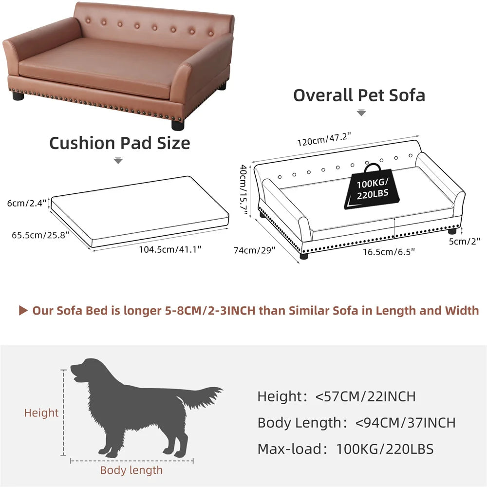 Large-Luxury Sofa Pet Bed – Cushioned & Durable