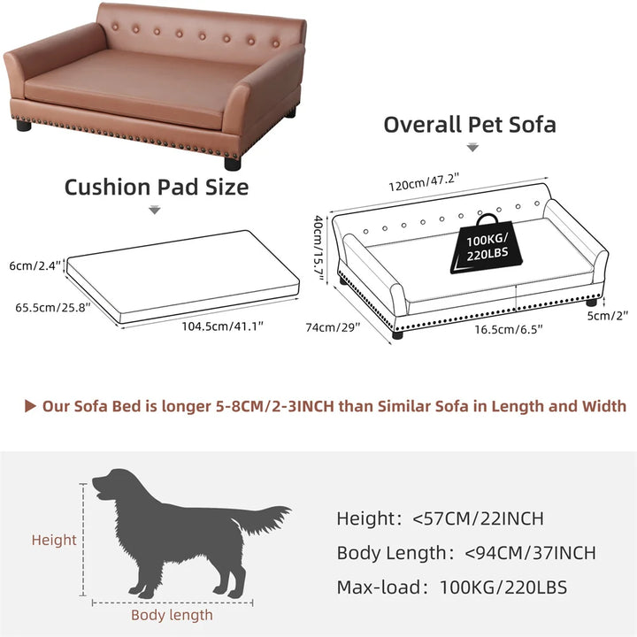 Large-Luxury Sofa Pet Bed – Cushioned & Durable
