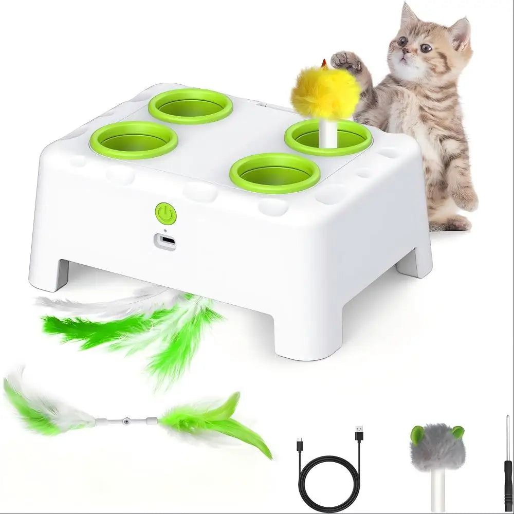 Rechargeable Whack a Mole Interactive Cat Toy for Pets