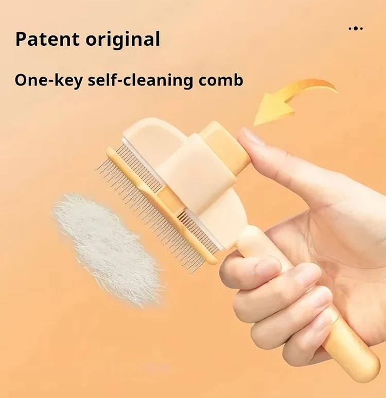 Yellow Self-Cleaning Slicker Brush for Dogs and Cats
