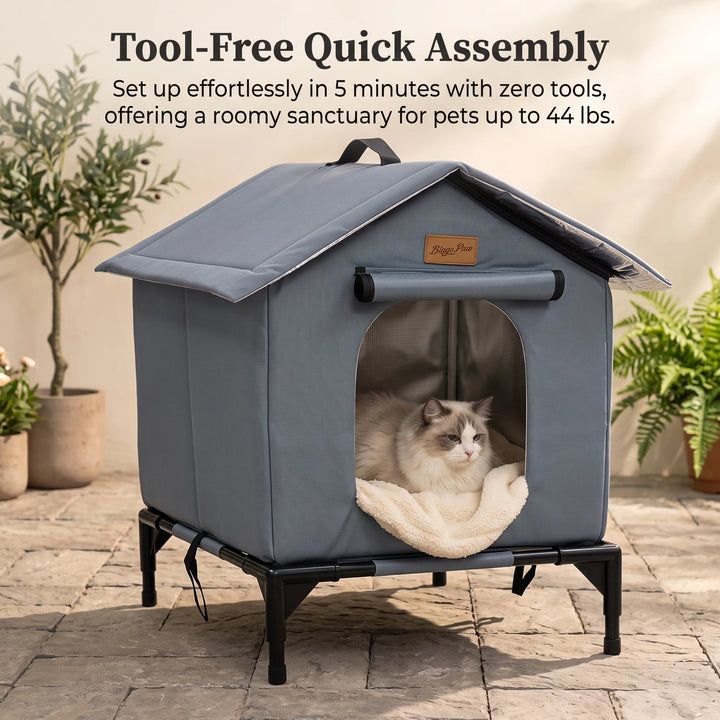 BingoPaw Insulated Outdoor Cat House Waterproof Shelter
