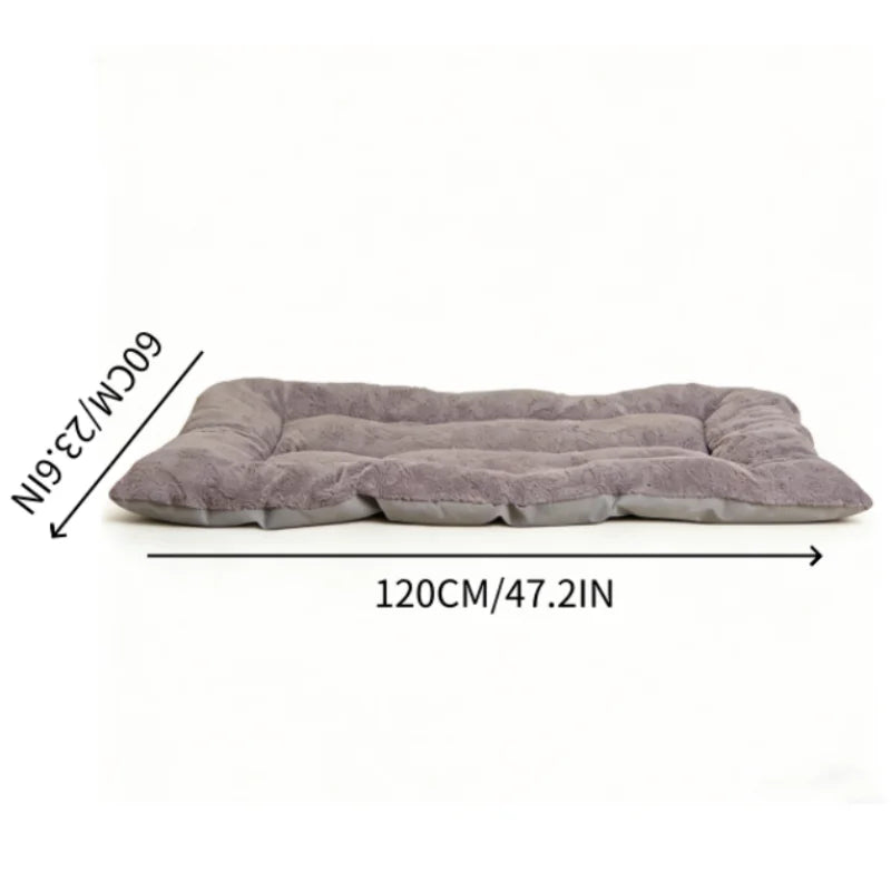 Soft Gray Plush Dog Sofa Bed Mat for Crates and Travel