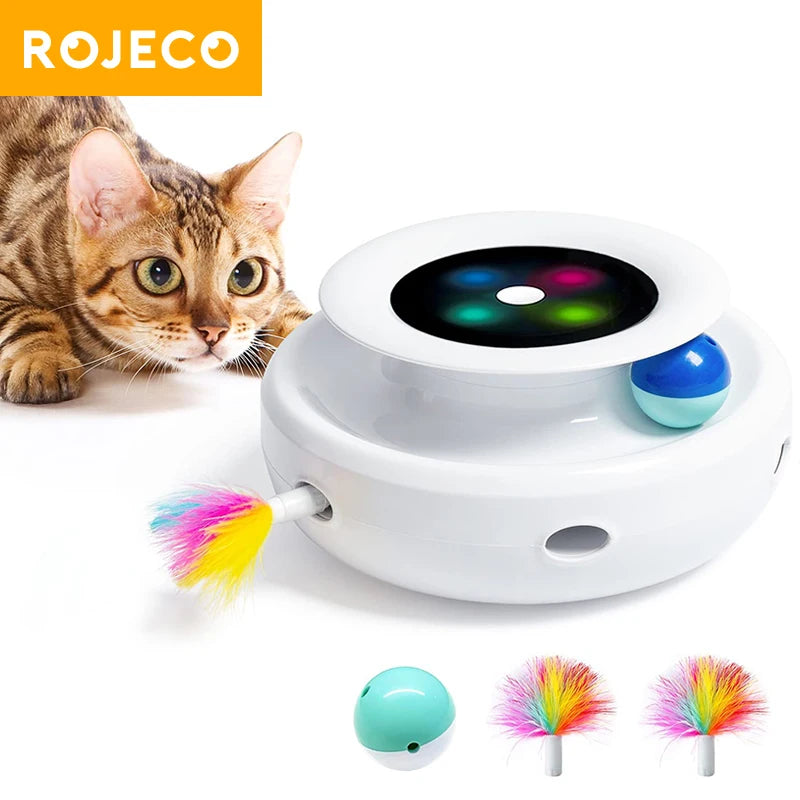 ROJECO 2-in-1 Interactive Cat Feather Ball Toy Set