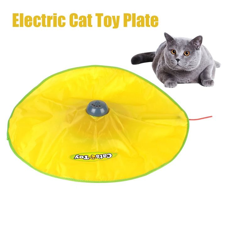 Automatic Cat Toy Plate with Moving Feather, 4 Speeds