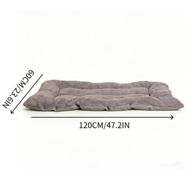 Soft Gray Plush Dog Sofa Bed Mat for Crates and Travel