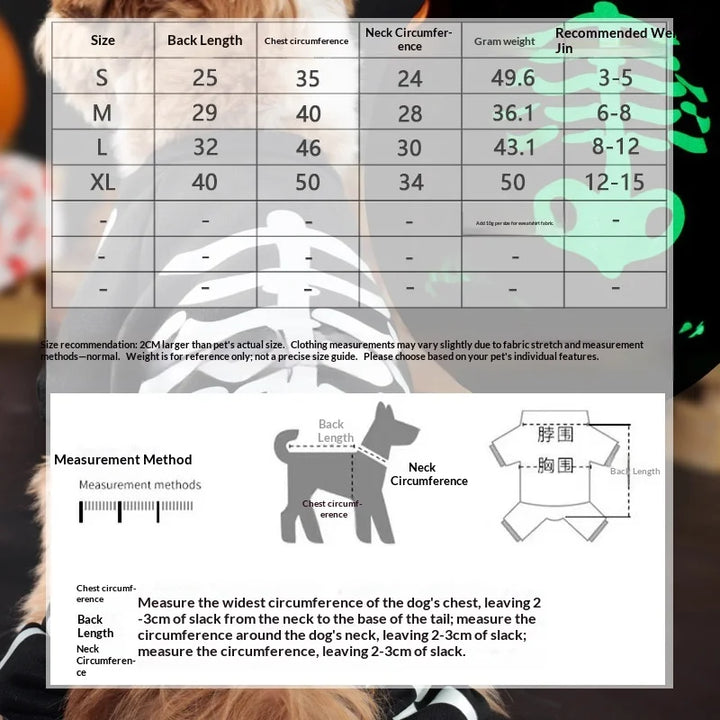 Halloween Full Body Jumpsuit for Small Dogs – Scary & Funny Skeleton Pet Costume for Trick-or-Treat