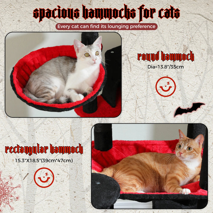 Tall Cat Tree Tower for Indoor Cats – Multi-Level Climbing Condo with Extra-Large Hammock & Scratching Posts | Sturdy Cat Furniture, Black