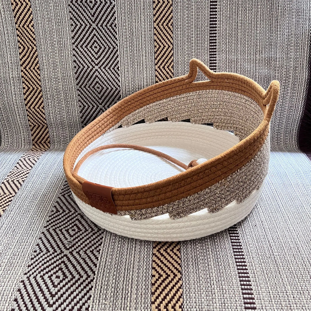 Cotton Rope Cat Bed with Removable Cushion and Teaser Ball