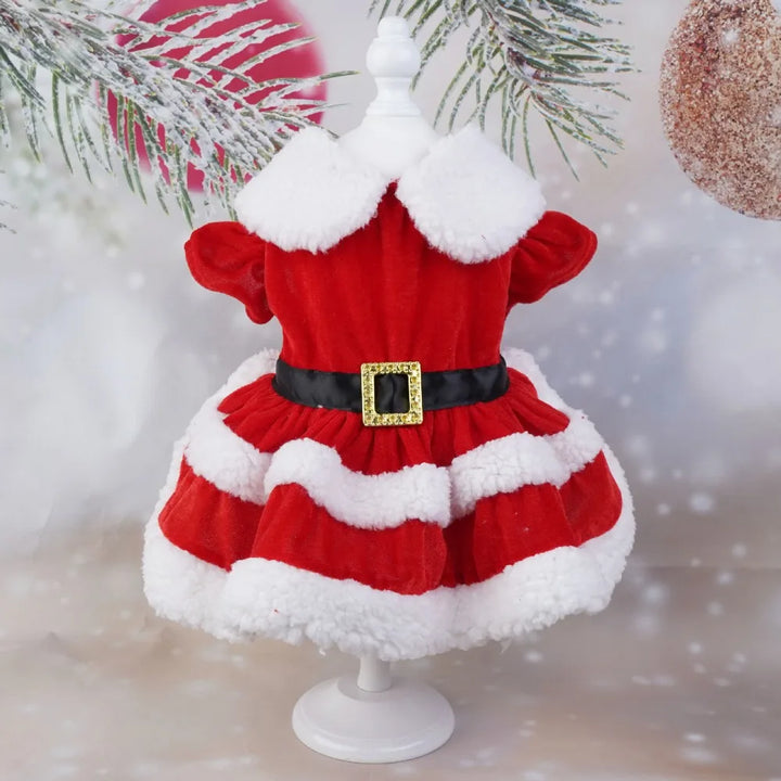 Cute Santa Claus Pet Dress – Soft Breathable Christmas Outfit for Dogs & Cats | Warm Winter Skirt for Puppies & Kittens
