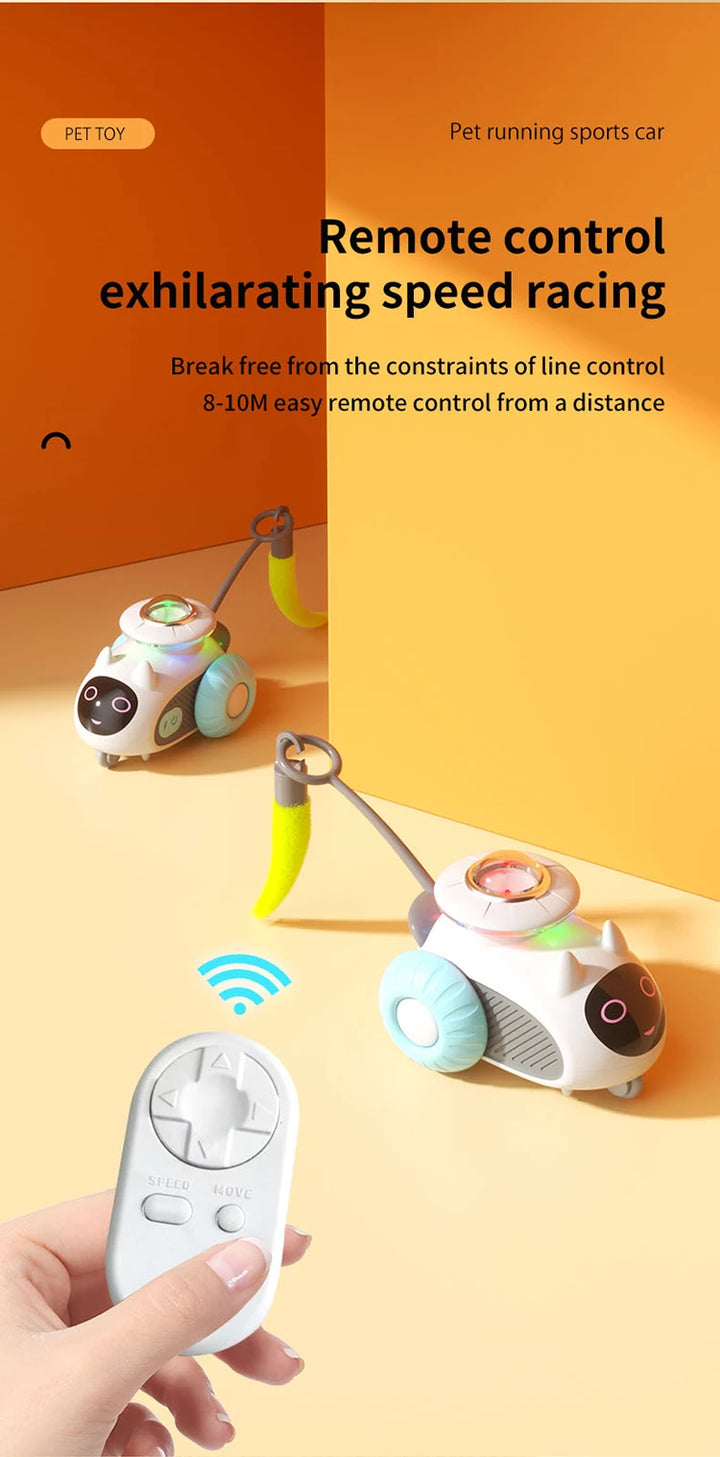 Smart Automatic Cat Toy Car with Feather Teaser