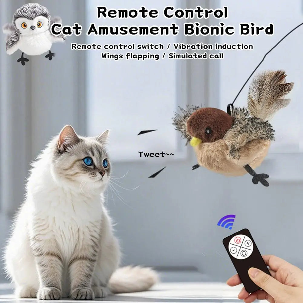 Interactive Flapping Bird Cat Toy with Chirping Sound Sparrow