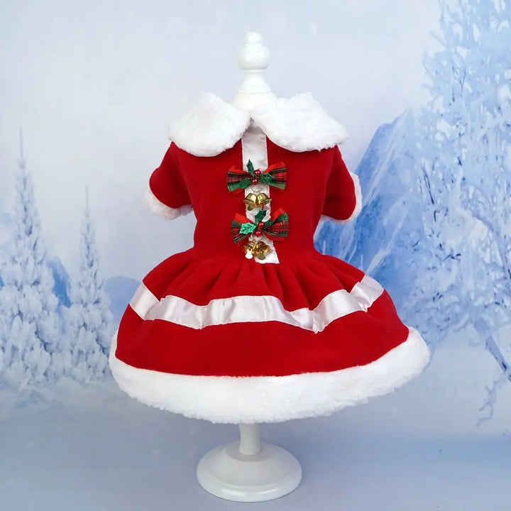 Cute Santa Claus Dog Skirt – Soft & Breathable Christmas Costume for Small Dogs | Warm Pet Winter Outfit