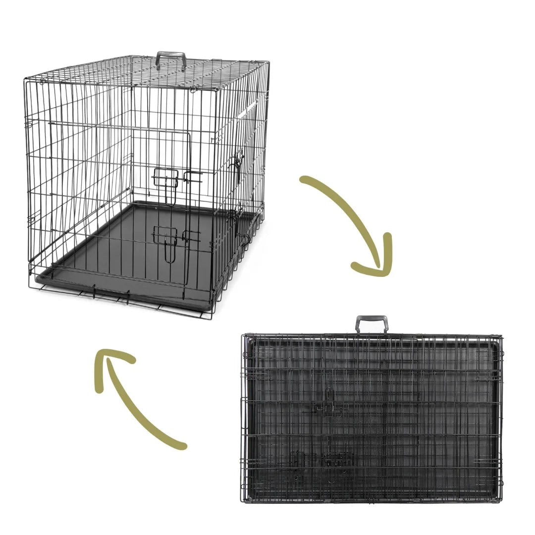 36-Inch Folding Metal Dog Crate with Double Doors, Black