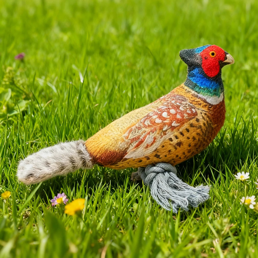 Colorful Pheasant Plush Squeaky Toy for Cats and Dogs