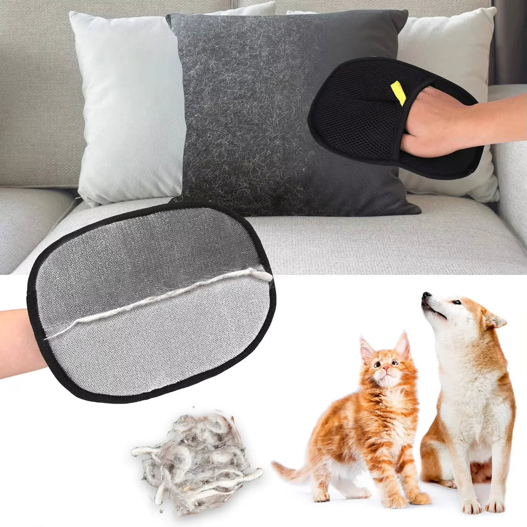 Double-Sided Pet Grooming Gloves and Hair Remover Mitt