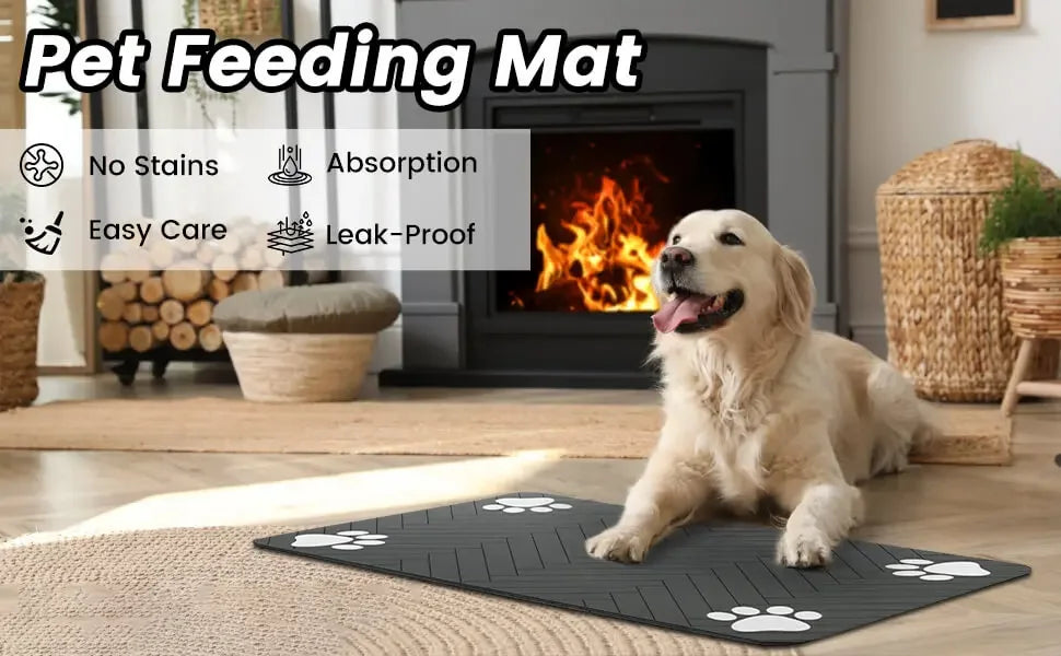 Waterproof & Absorbent Pet Placemat – Quick-Dry, Non-Slip Rubber Backing for Dogs & Cats