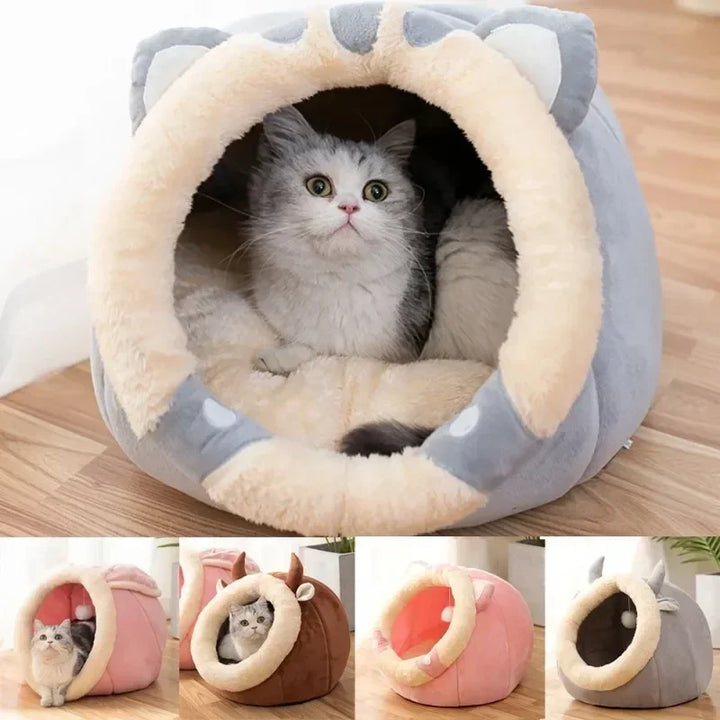Round Cat Bed House – Cozy Pet Nest & Sleeping Cave for Kittens