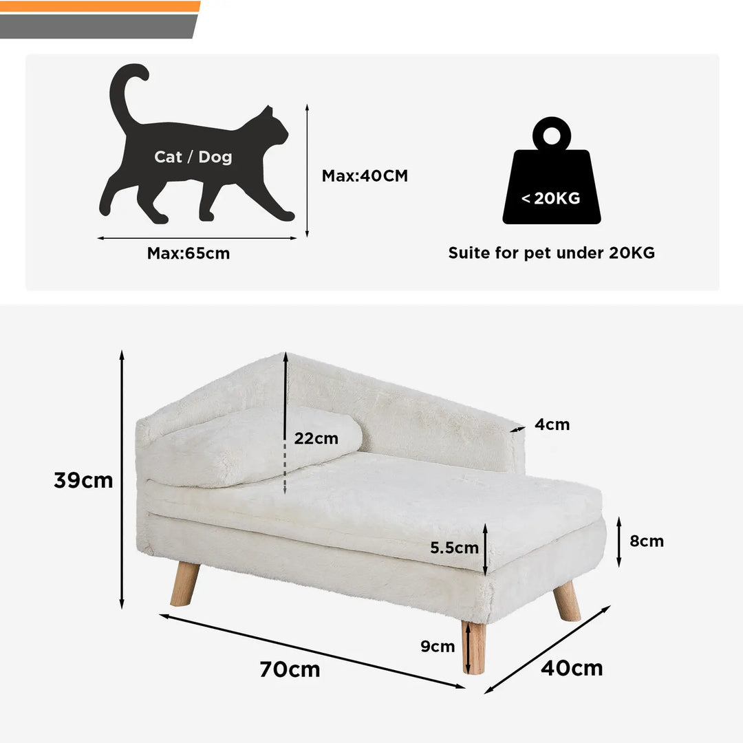 Elegant L-Shaped Pet Couch with Soft Cushion & Solid Wood Legs